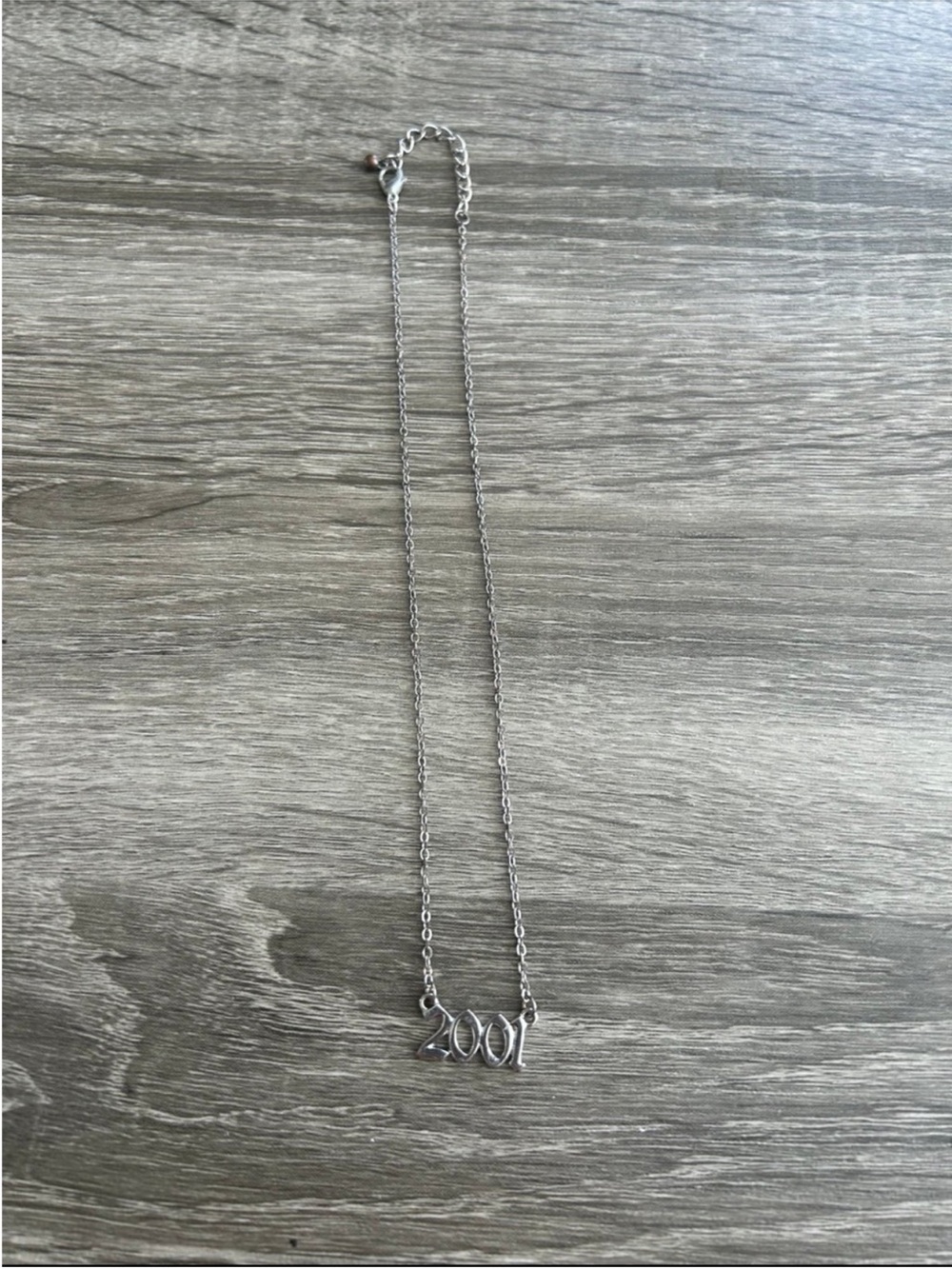Sterling Silver '2001' Pendant Necklace - Silver